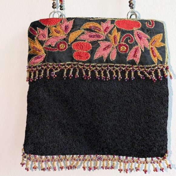 Christian Livingston Collection Embroidered & Beaded 6" x 6" purse beaded handle - Picture 1 of 8